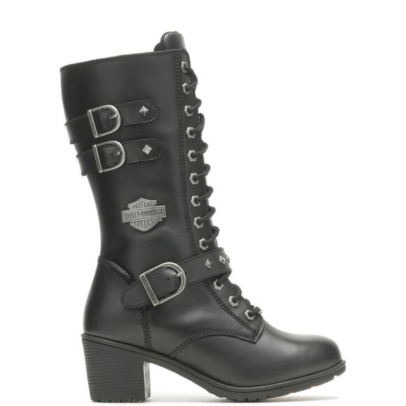 Harley-Davidson Womens Aldale 13" Waterproof Tall Lace Black Boots (NWT) - Picture 1 of 7